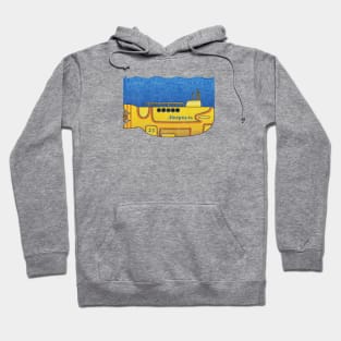Beneath the Waves in Blue and Yellow Hoodie